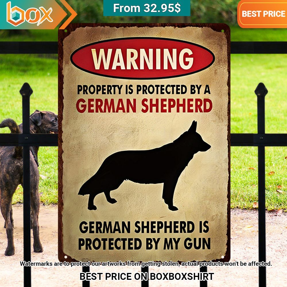 warning property is protected by a german shepherd german shepherd is protected by my gun metal sign 2 253.jpg