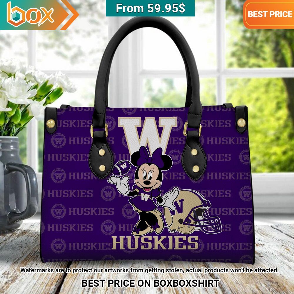 Washington Huskies Minnie Mouse Women's Leather Handbag Nice shot bro