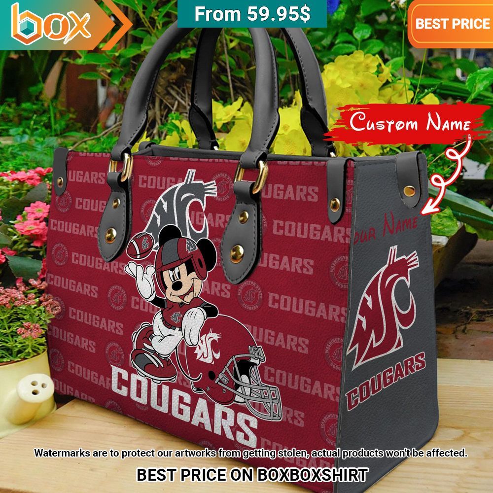 Washington State Cougars Mickey Mouse Women's Leather Handbag Speechless