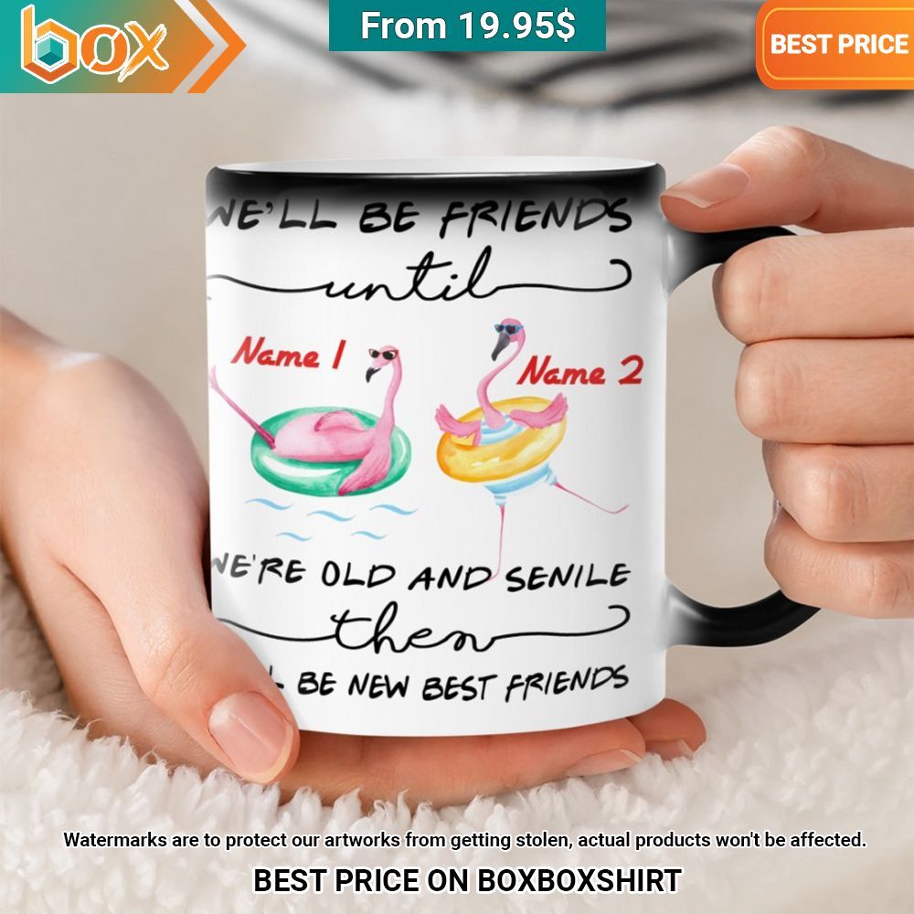 We'll Be Friends Until We're Old and Senile Then We'll Be New Best Friends Flamingo Custom Mug