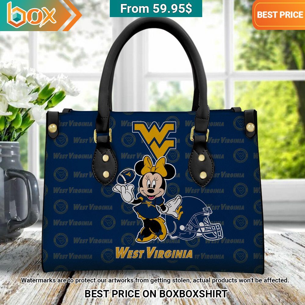 West Virginia Mountaineers Minnie Mouse Women's Leather Handbag 18