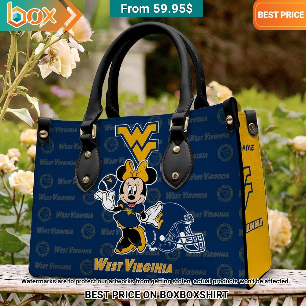 West Virginia Mountaineers Minnie Mouse Women's Leather Handbag 17
