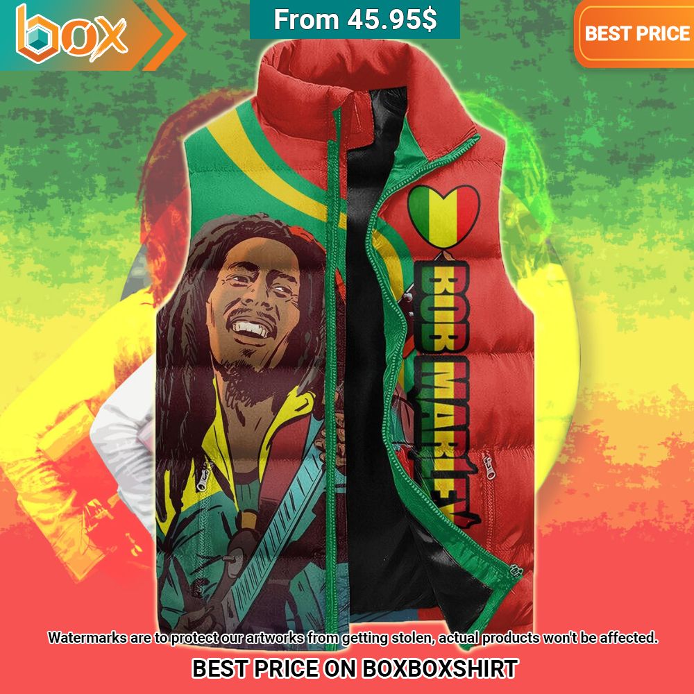 Bob Marley One Love Sleeveless Puffer Down Jacket You are always amazing