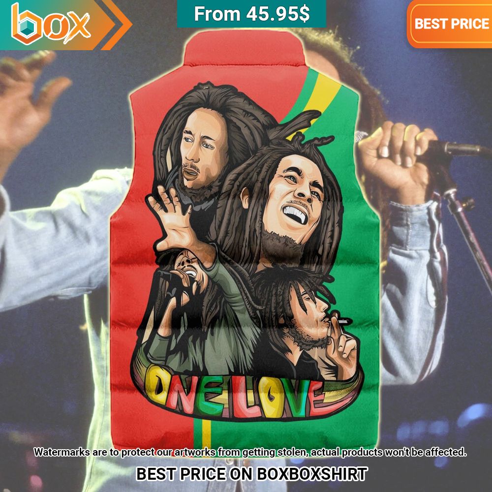 Bob Marley One Love Sleeveless Puffer Down Jacket
