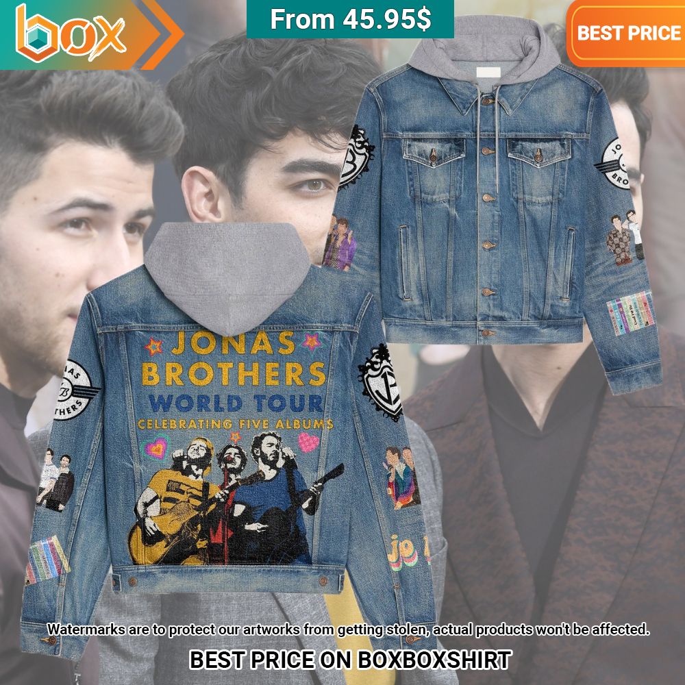 Jonas Brothers World Tour Celebrating Five Albums Hooded Denim Jacket