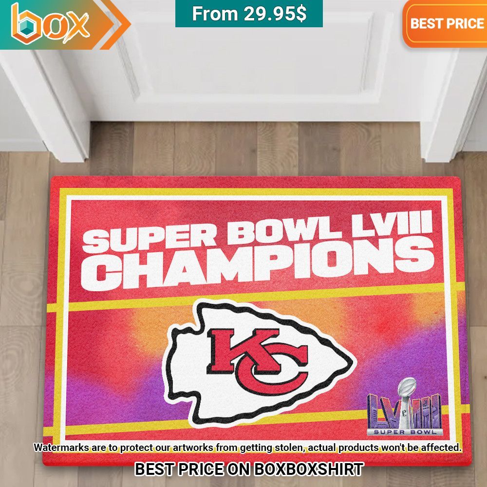 Kansas City Chiefs Champions Super Bowl LVIII Doormat You look cheerful dear