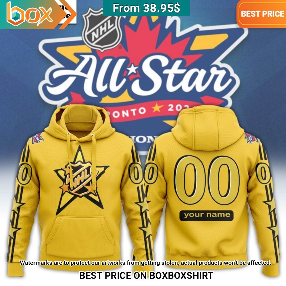 NHL All Star Toronto 2024 Custom Yellow Hoodie Royal Pic of yours