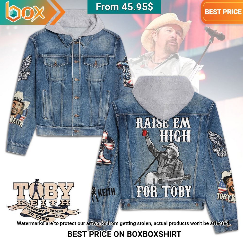 Raise Em High for Toby Keith Hooded Denim Jacket Good look mam