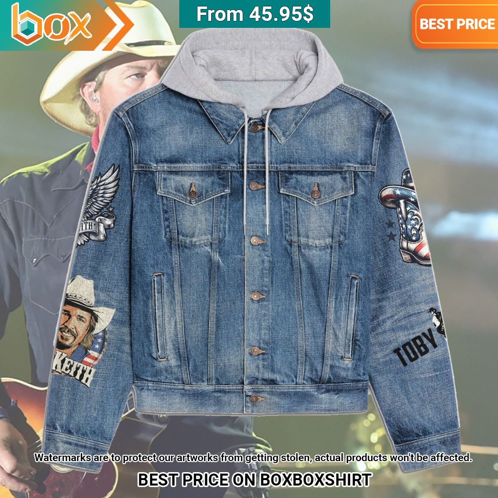 Raise Em High for Toby Keith Hooded Denim Jacket Best click of yours