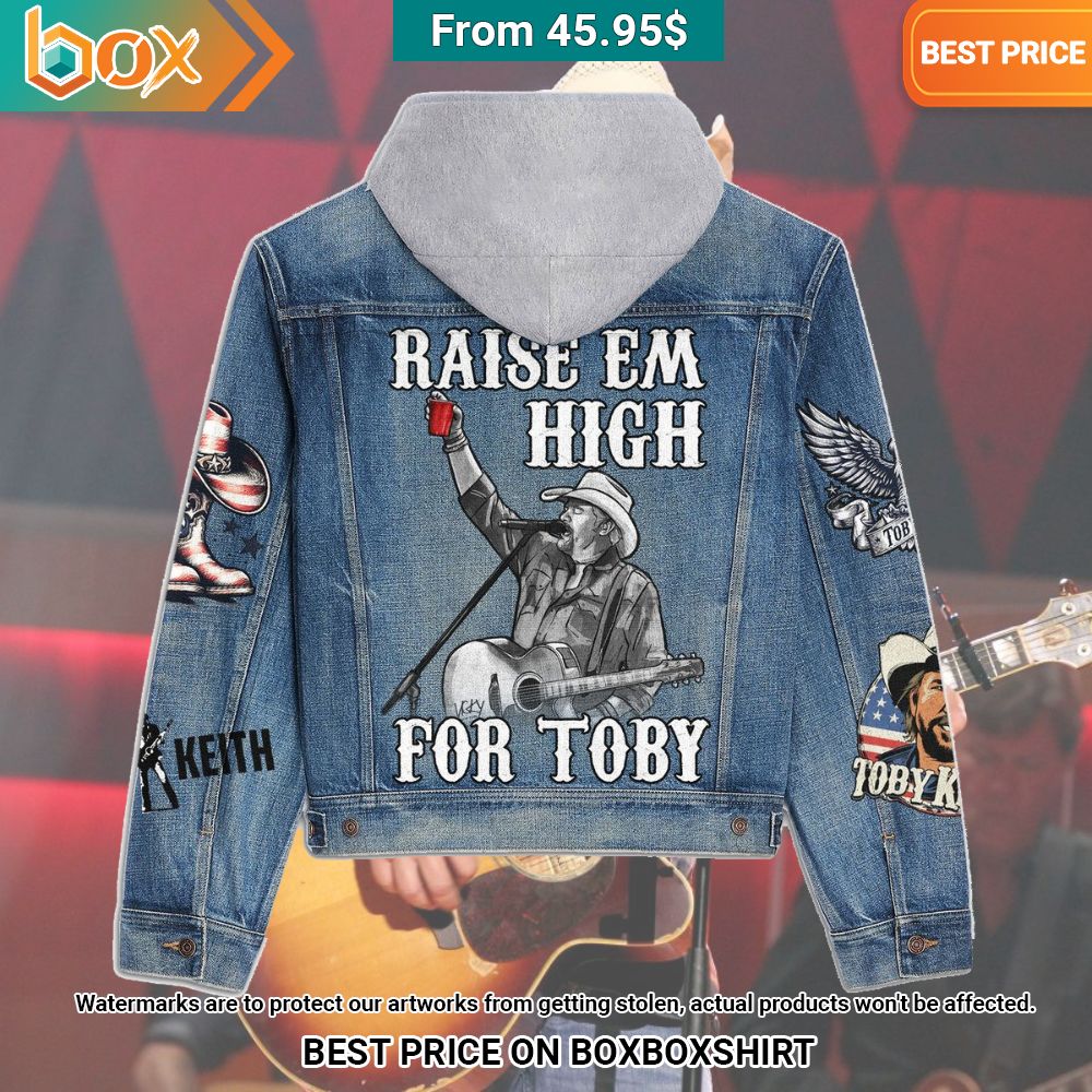 Raise Em High for Toby Keith Hooded Denim Jacket