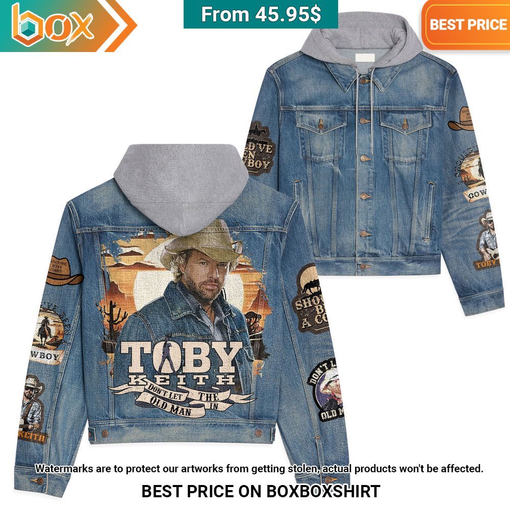 Toby Keith Don't Let The Old Man In Hooded Denim Jacket Long time
