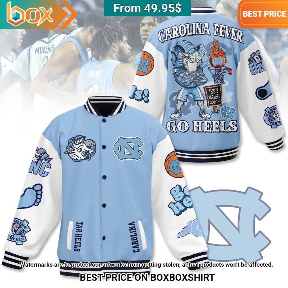 UNC Carolina Fever Go Heels Baseball Jacket Nice elegant click