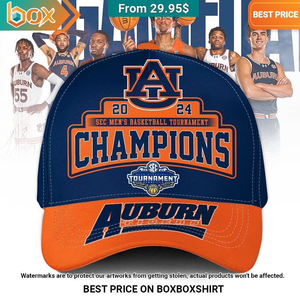 Auburn Tigers 2024 SEC Men's Basketball Tournament Champions Let's Go Pack Cap Hat Navy