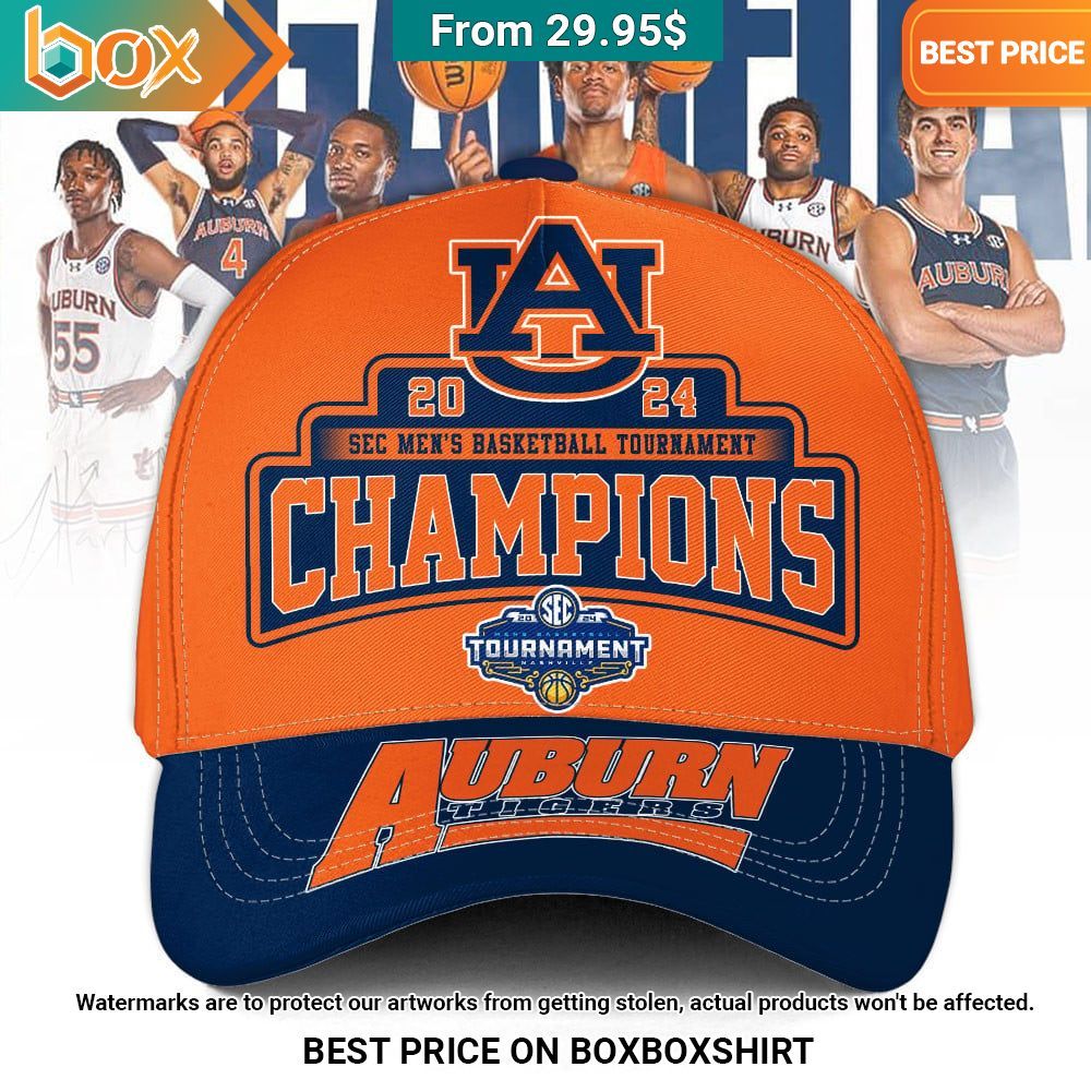 Auburn Tigers 2024 SEC Men's Basketball Tournament Champions Let's Go Pack Cap Hat Orange