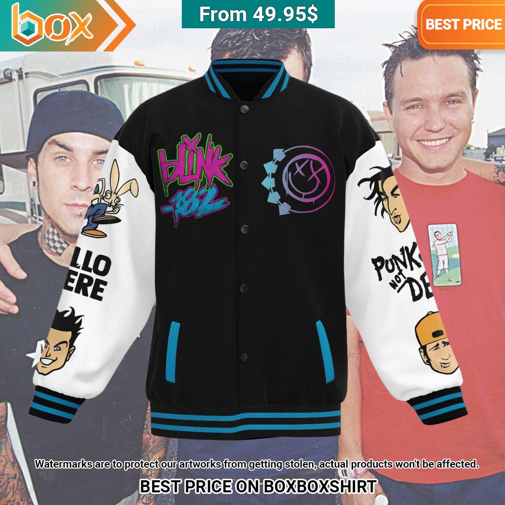 Blink 182 When you smile, I melt inside Baseball Jacket Wow, cute pie