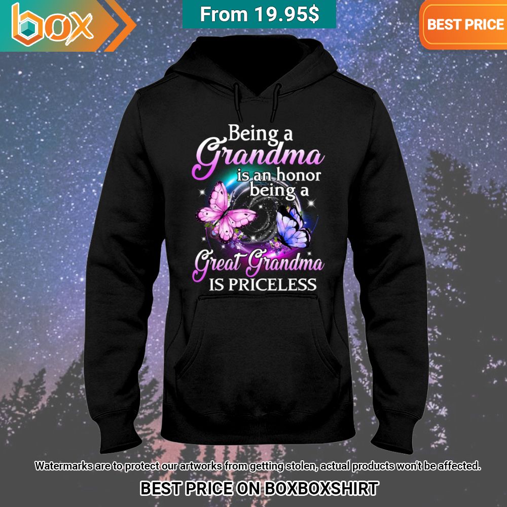 butterfly being a grandma is an honor being a great grandma is priceless shirt 2 129.jpg