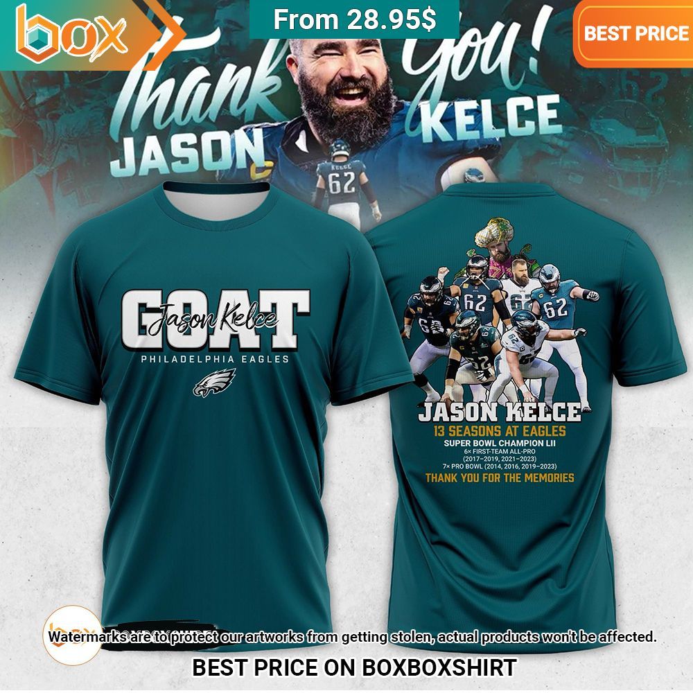 Goat Jason Kelce Philadelphia Eagles Thank You Shirt