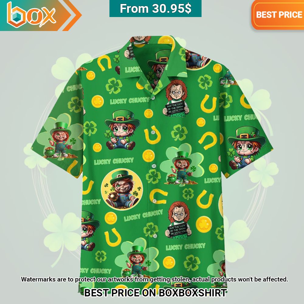 Lucky Chucky Happy St. Patrick's Day Hawaiian Shirt Such a charming picture.