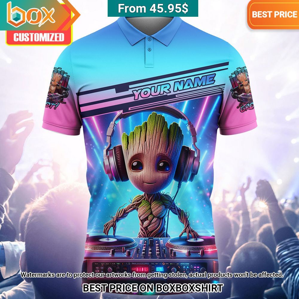 Baby Groot Born to DJ Custom Polo Shirt