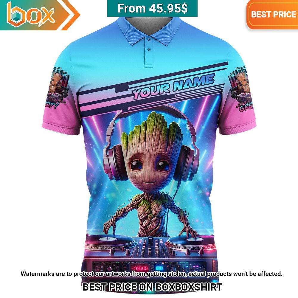 Baby Groot Born to DJ Custom Polo Shirt 5