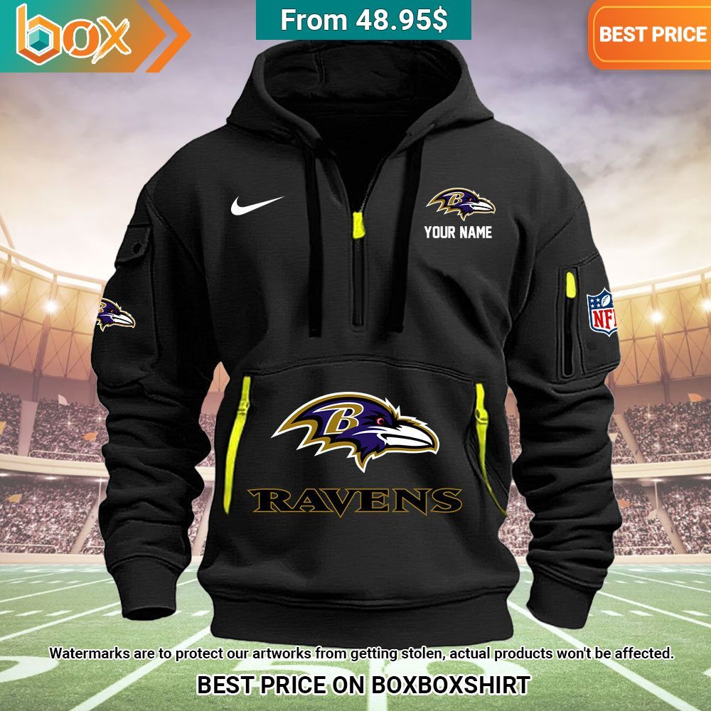 Baltimore Ravens NFL Custom Half Zip Heavy Hoodie Pic of the century