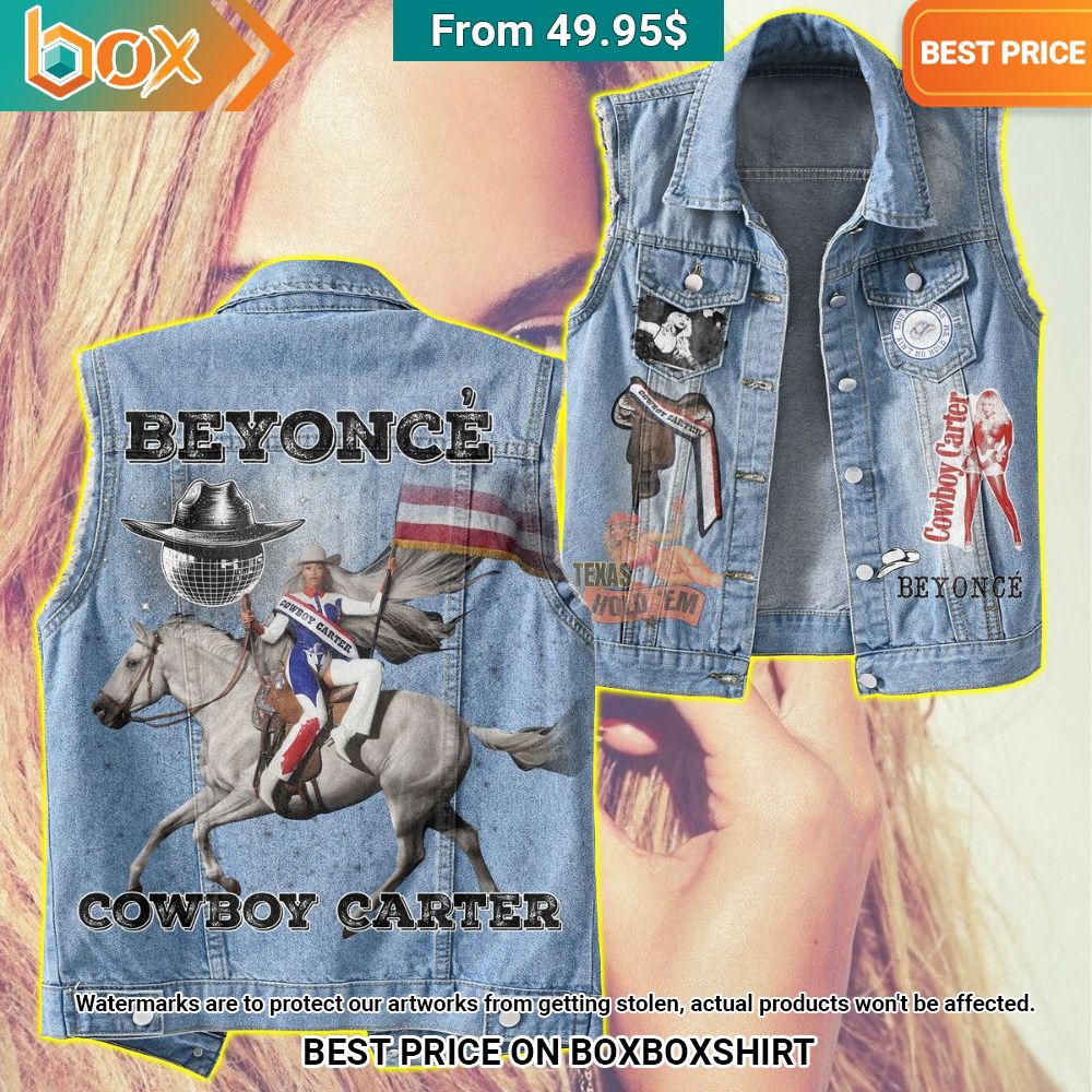 Beyoncé Cowboy Carter Texas Hold 'Em 2D Sleeveless Denim Jacket