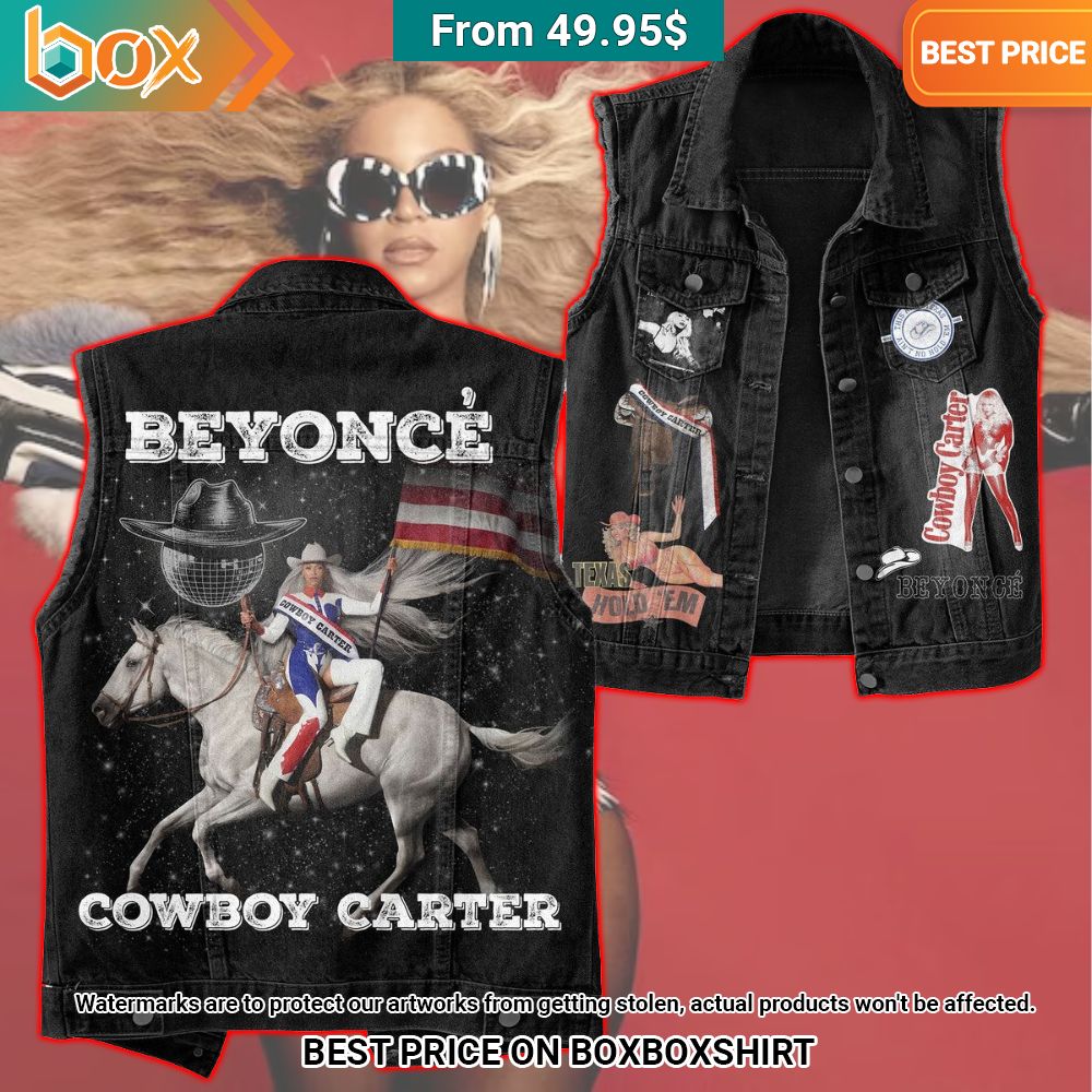 Beyoncé Cowboy Carter Texas Hold 'Em 2D Sleeveless Denim Jacket 34
