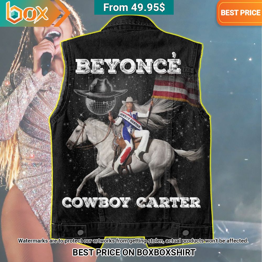 Beyoncé Cowboy Carter Texas Hold 'Em 2D Sleeveless Denim Jacket 36