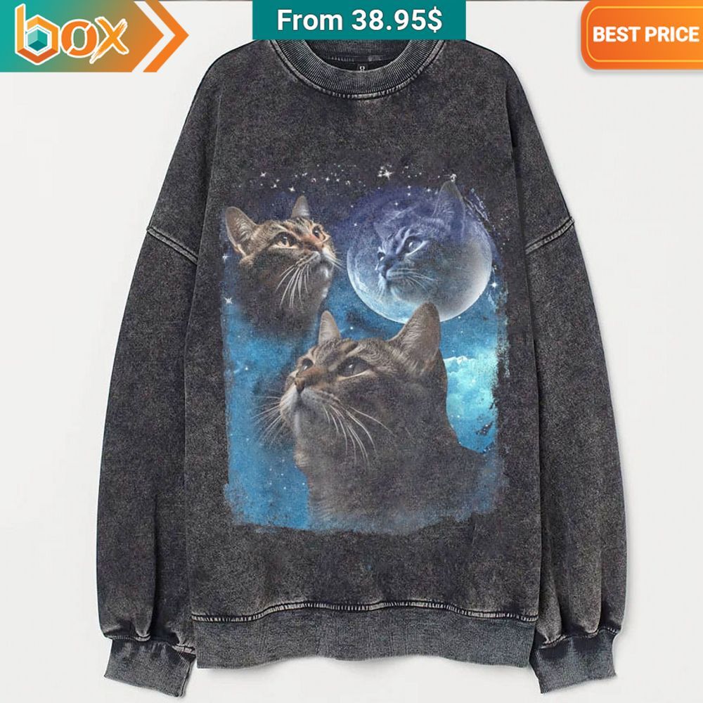 Cat howling at the Moon Vintage Longsleeve You look lazy