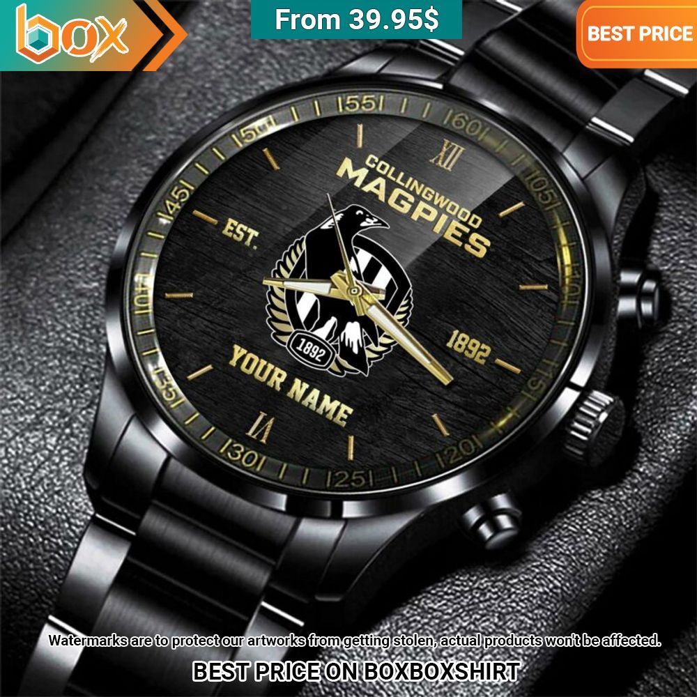 Collingwood Magpies Custom Stainless Steel Watch Amazing Pic
