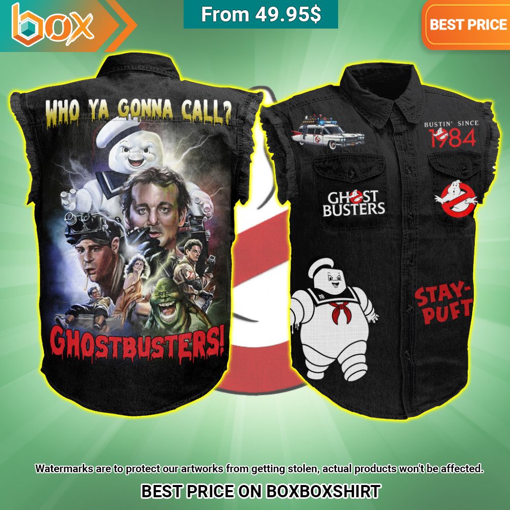 Ghostbuster Who You Gonna Call 2D Sleeveless Denim Jacket