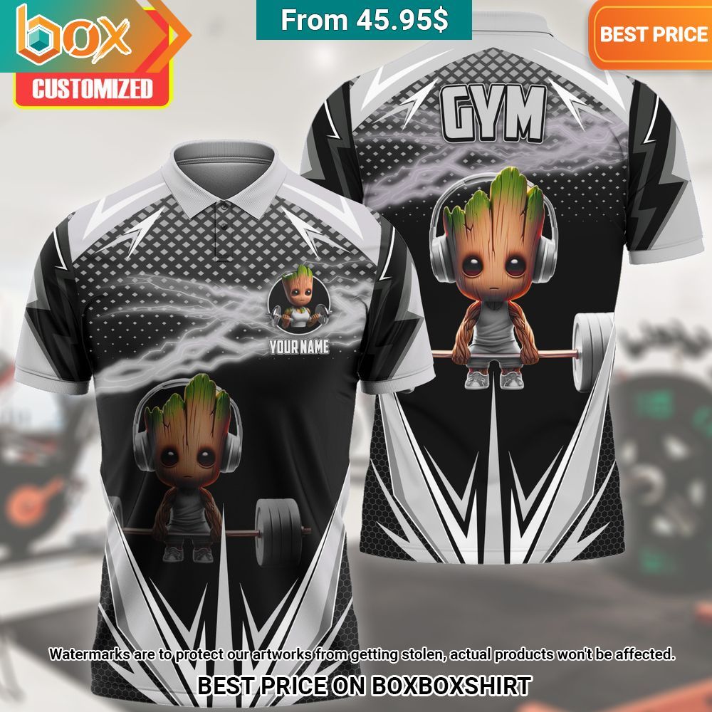 Gym Baby Groot Custom Polo Shirt She has grown up know