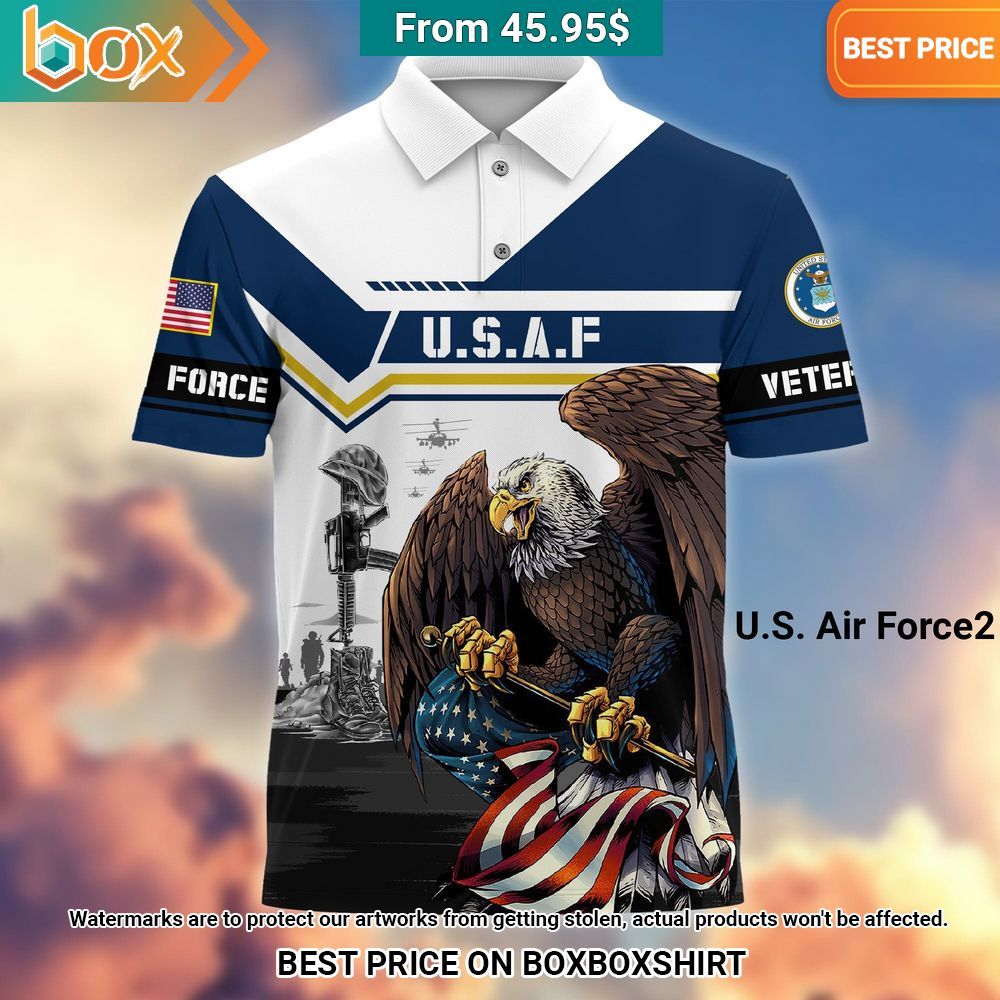 Honoring All Who Served US Veterans Eagle American Flag Polo Shirt 27