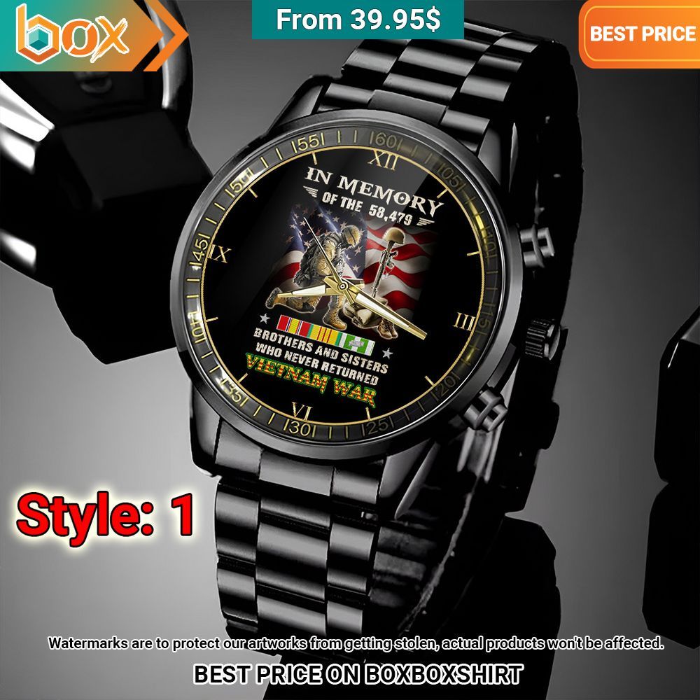 in memory of the 58 479 brothers and sisters who never returned vietnam war stainless steel watch 2 329.jpg