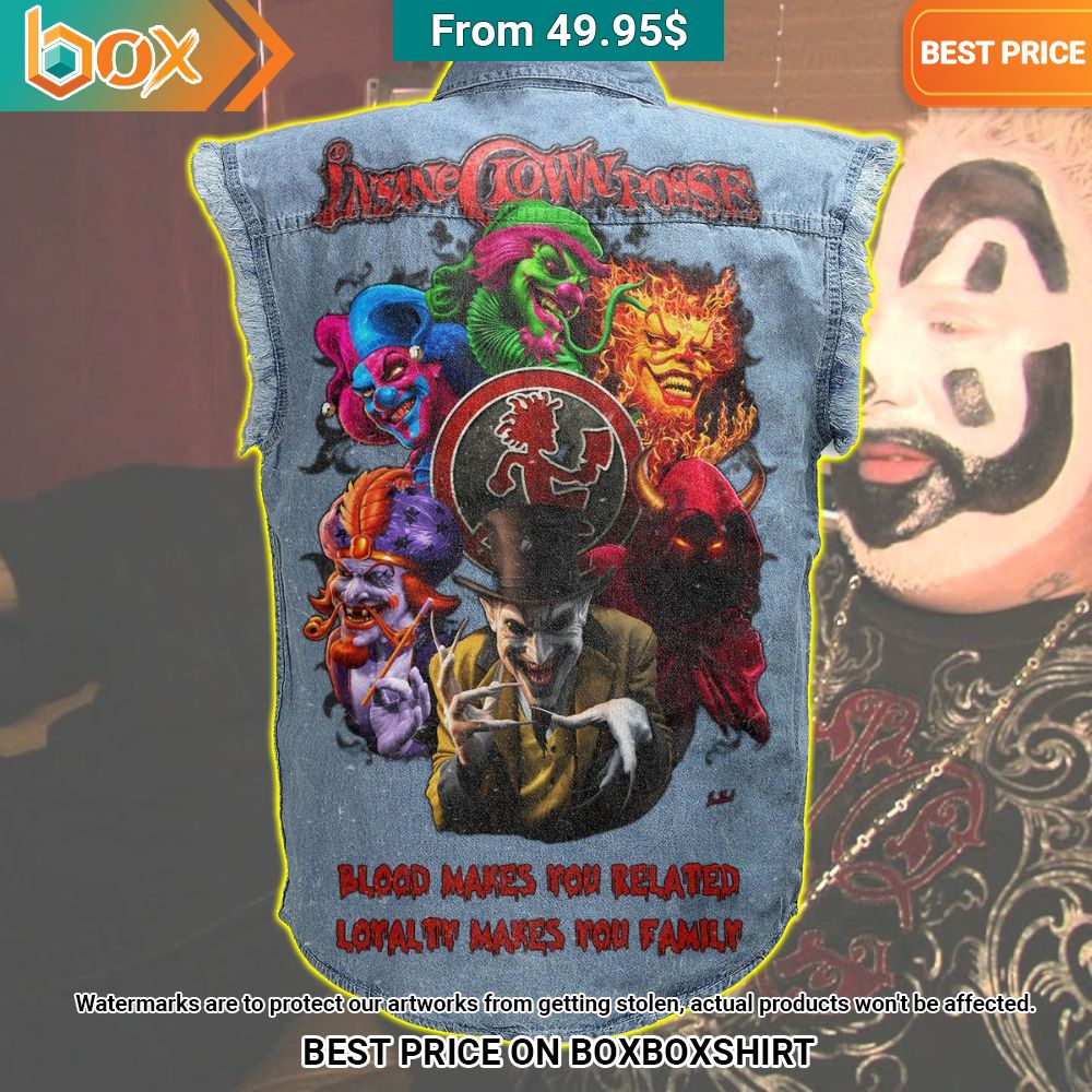 Insane Clown Posse Blood Makes You Related Loyalty Makes You Family 2D Sleeveless Denim Jacket 40