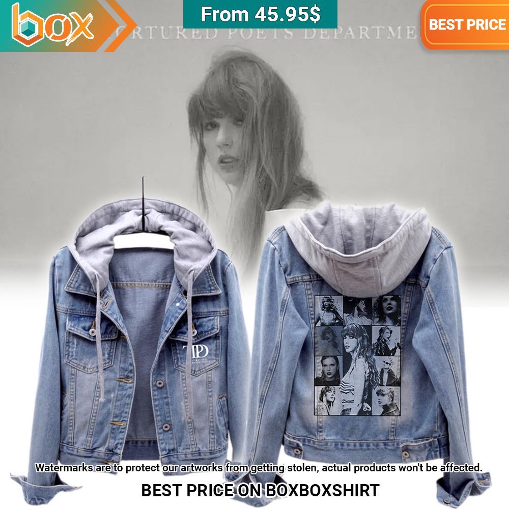 Taylor Swift The Tortured Poets Department Hooded Denim Jacket You Look Lazy