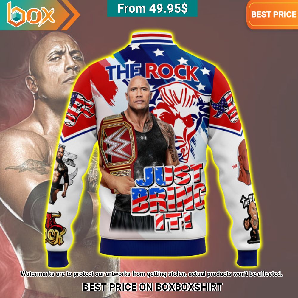 The Rock Just Bring It American Flag Baseball Jacket Wow! This is gracious
