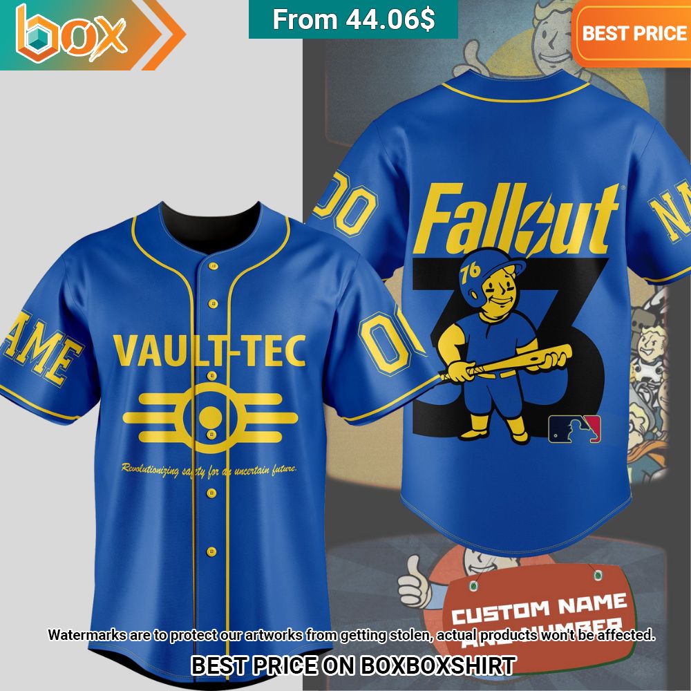 Vault Tec Fallout Vault Boy Custom Baseball Jersey Trending picture dear