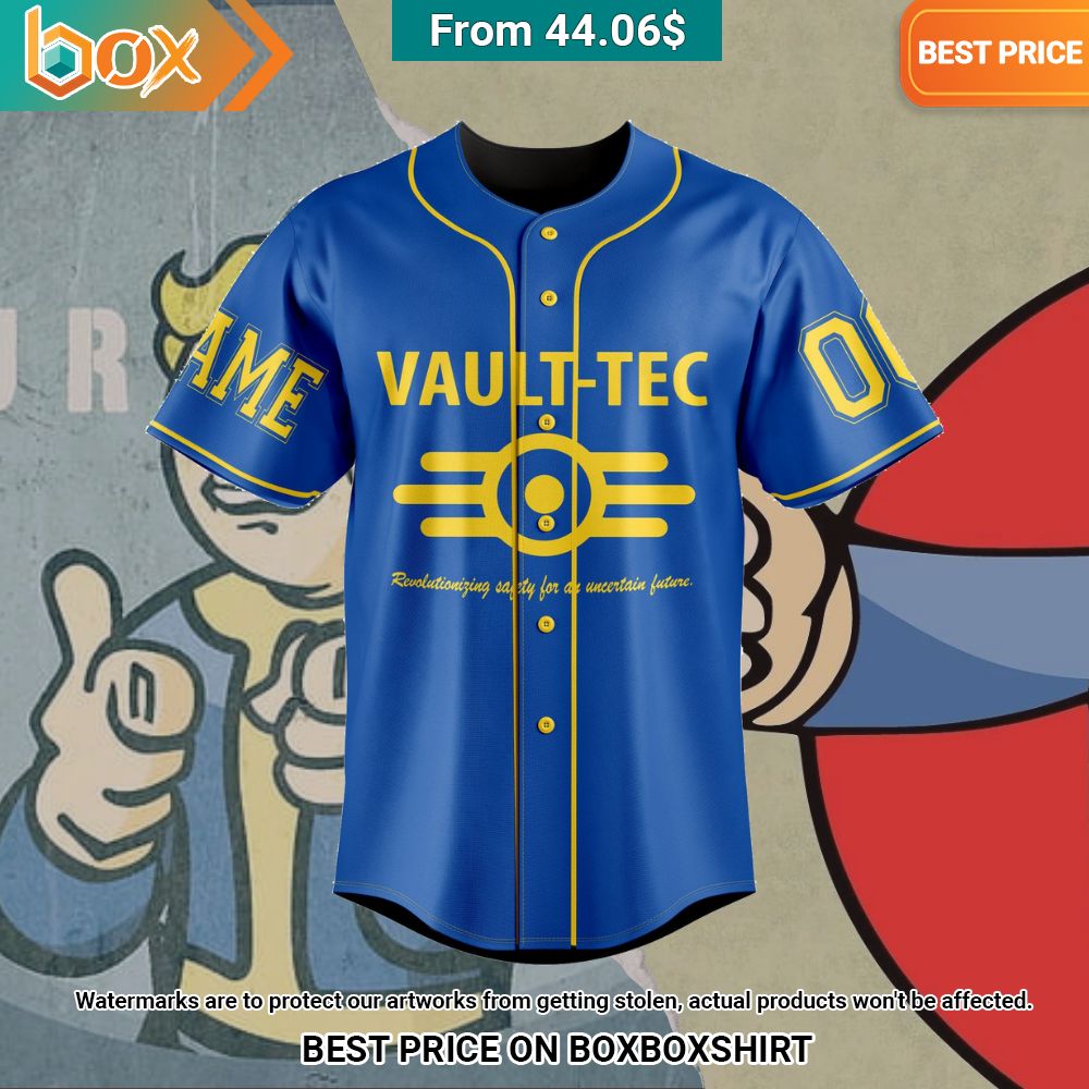 Vault Tec Fallout Vault Boy Custom Baseball Jersey Cutting dash