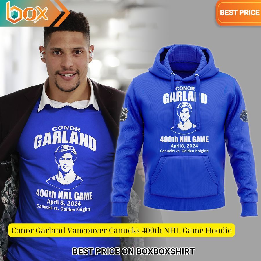 conor garland vancouver canucks 400th nhl game hoodie 2