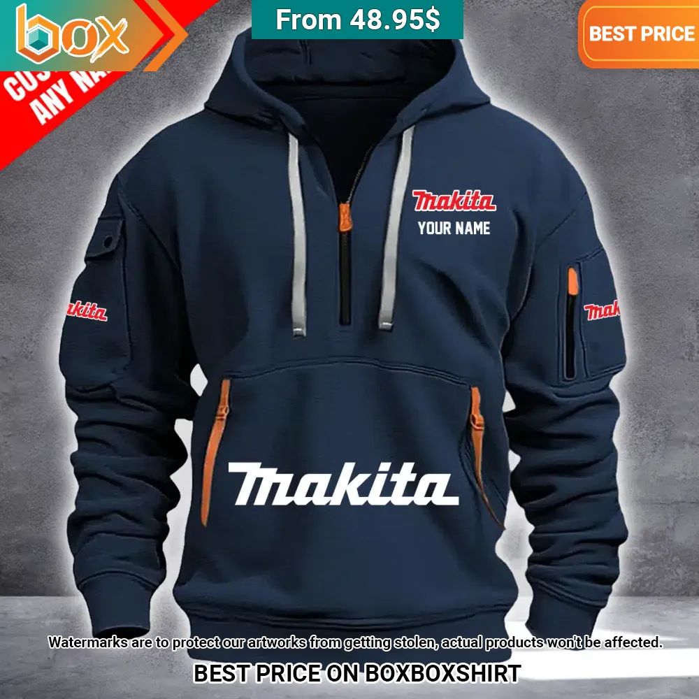 Makita Custom Half Zip Heavy Hoodie Your face is glowing like a red rose