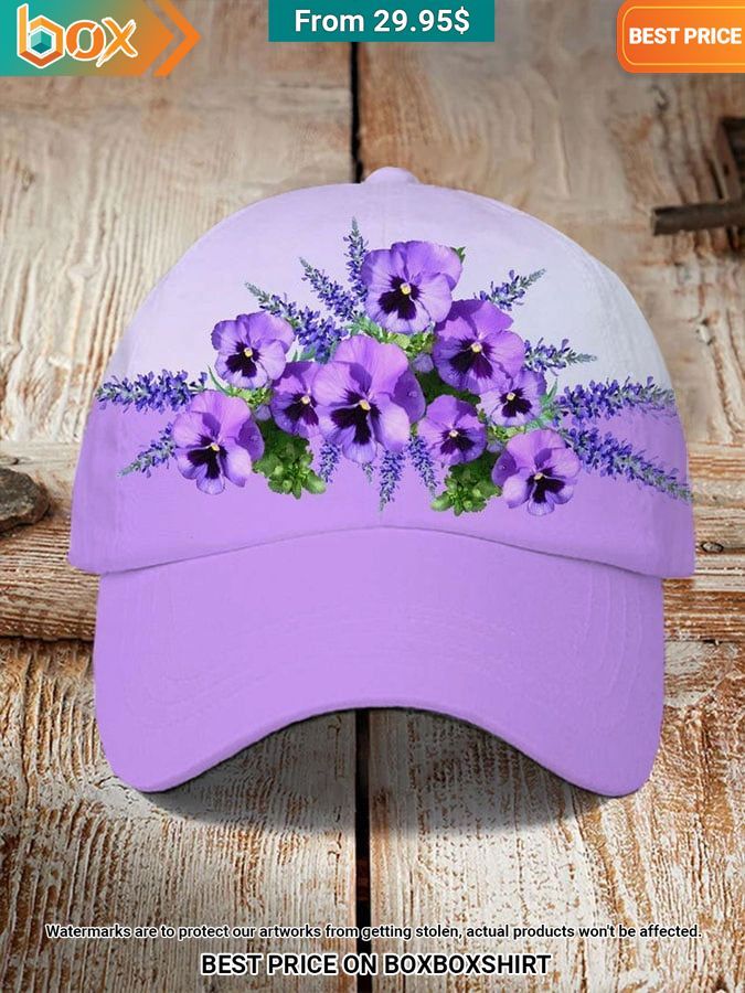 Purple Pansy Flower Alzheimer's Awareness Cap Rocking picture