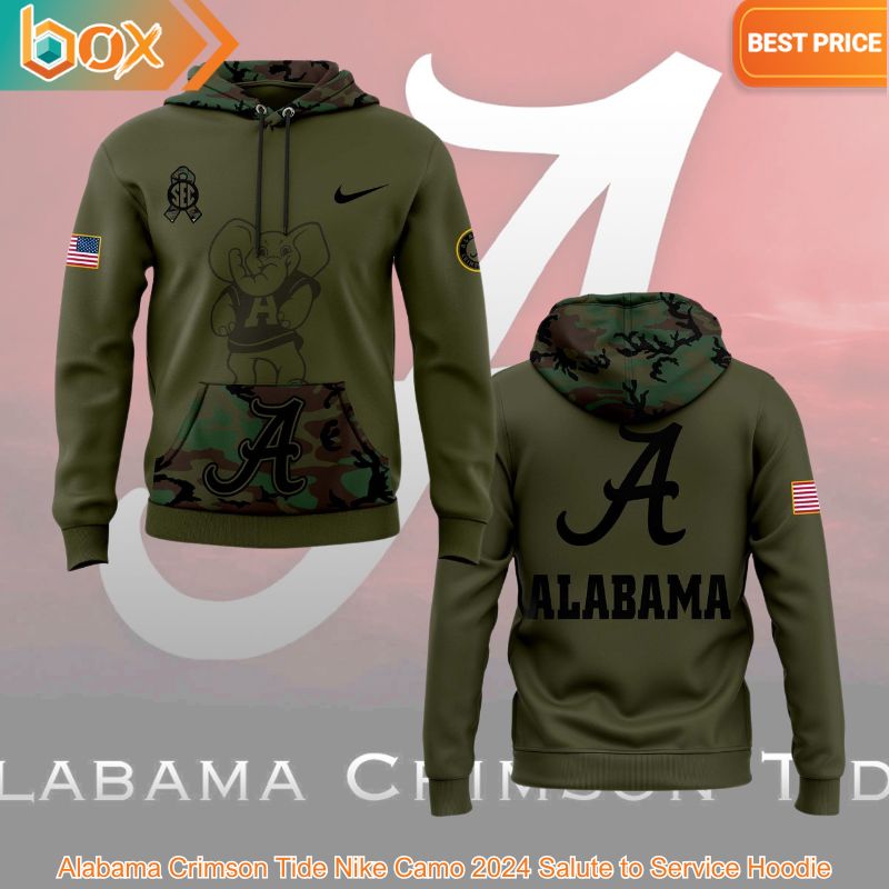 BEST Alabama Crimson Tide Nike Camo 2024 Salute to Service Hoodie