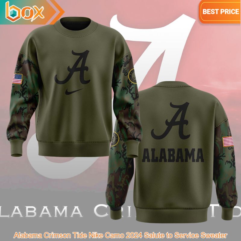 BEST Alabama Crimson Tide Nike Camo 2024 Salute to Service Sweater