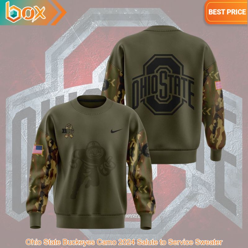 BEST Ohio State Buckeyes Camo 2024 Salute to Service Sweater