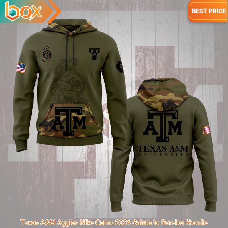 BEST Texas A&M Aggies Nike Camo 2024 Salute to Service Hoodie