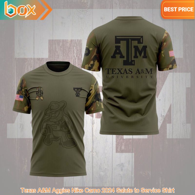 BEST Texas A&M Aggies Nike Camo 2024 Salute to Service Shirt