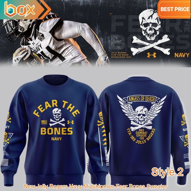 HOT Navy Midshipmen Jolly Rogers Fear Bones Sweatshirt (2)