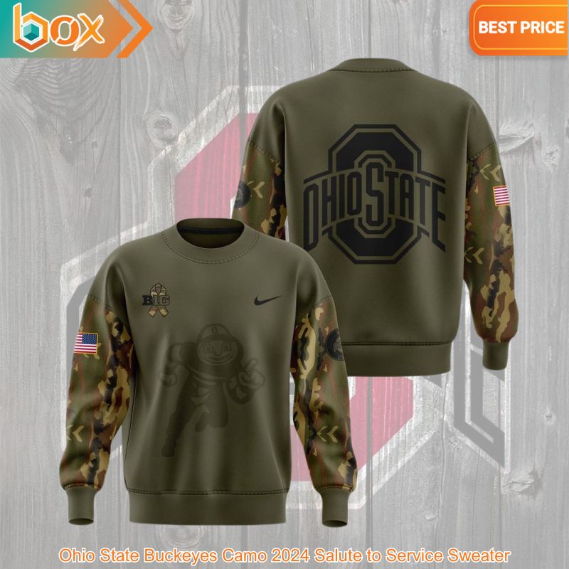 NEW Ohio State Buckeyes Camo 2024 Salute to Service Sweater