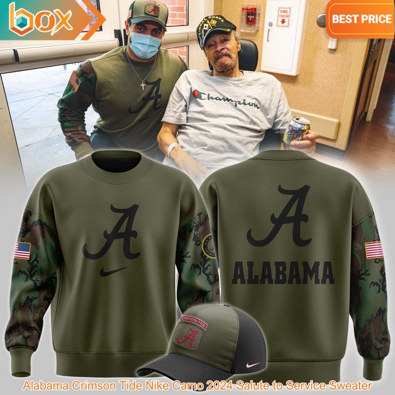 TOP Alabama Crimson Tide Nike Camo 2024 Salute to Service Sweater